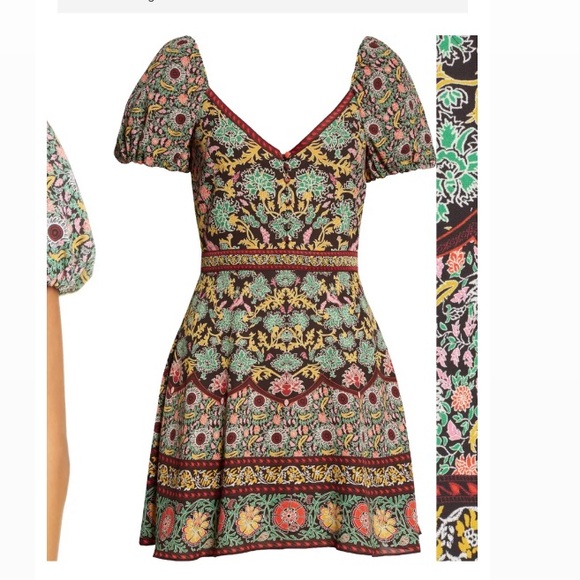 Alice + Olivia 10 Dana Print Puff Sleeve Mini Nordstrom sold out rare dress - Picture 3 of 3